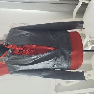 Kenneth Cole Faux Leather. Size XS. Grey. Lined. Zip Up with Zipper Pockets.